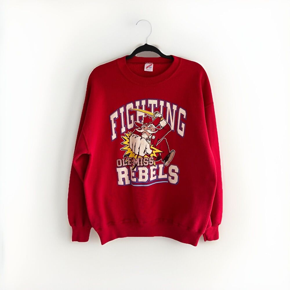 Rare Vintage OLE MISS REBELS Sweatshirt With Colonel Reb Classic Y2K Football